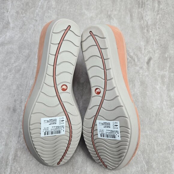 Clarks Blush Pink T-Strap Wedge Sandals - Picture 8 of 11